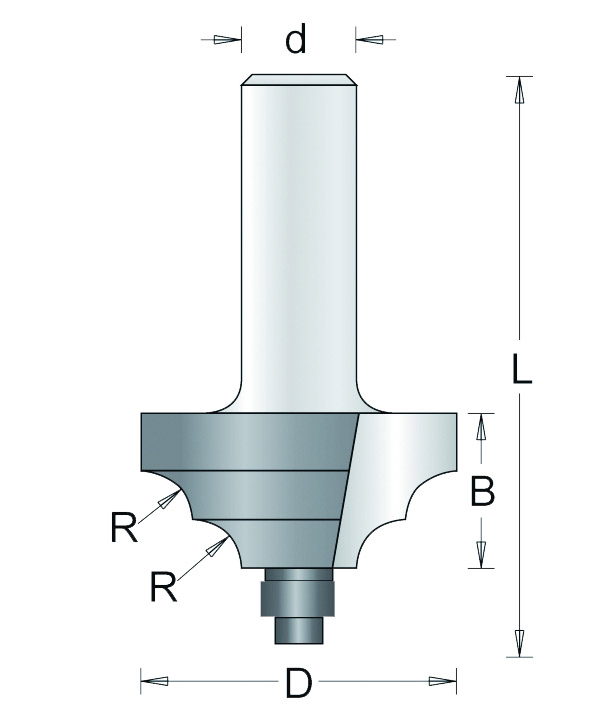 176-6 HM Profielfrees met Klein Onderlager R=4 d=6